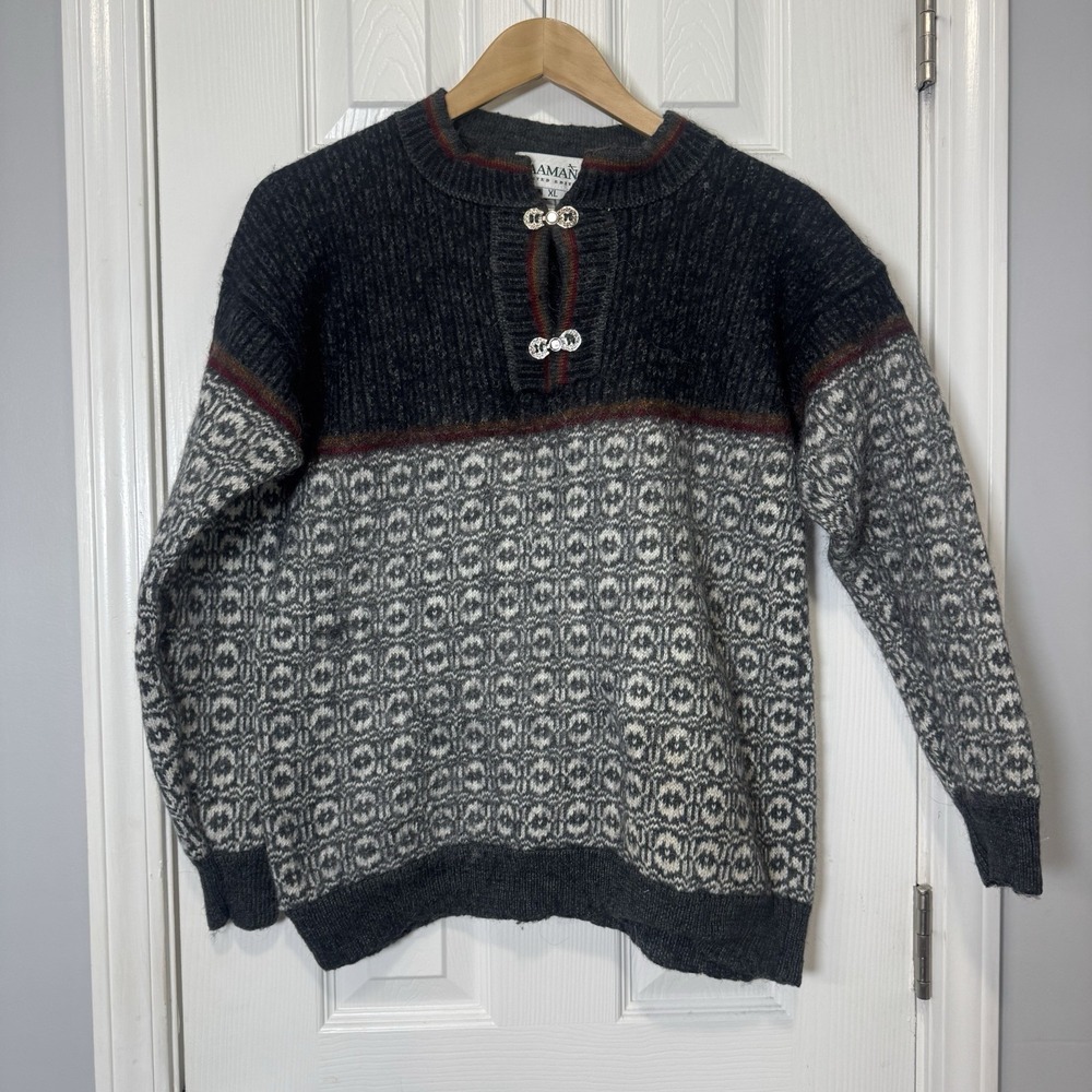 Caamano Sweater XL Buckle‎ Women's 100% Alpaca Fair Isle Sweater